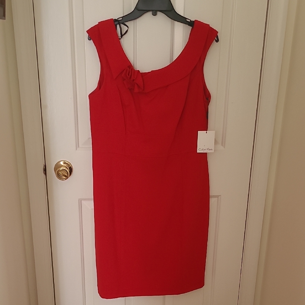Calvin Klein Vibrant Red Midi Dress